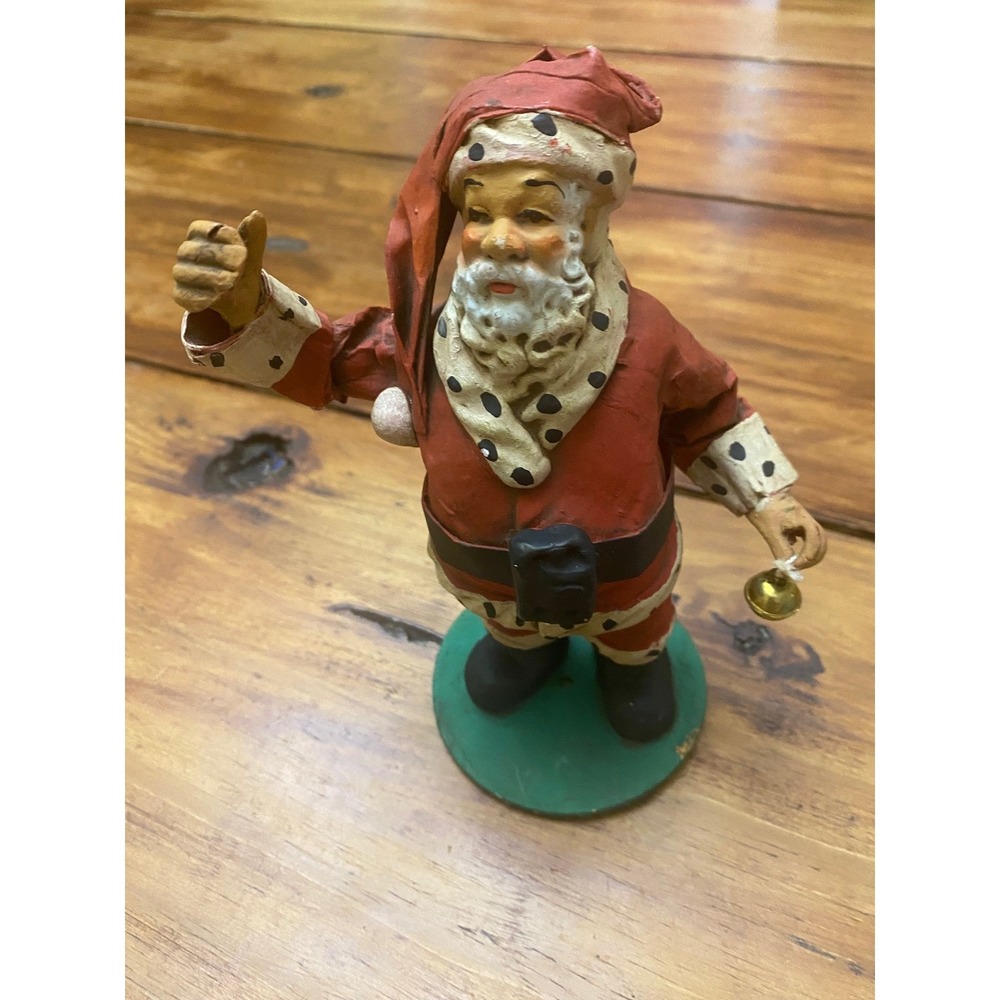 Vintage Santa Claus Figurine Unisex OS Red Paper Mache Made in Italy Christmas
